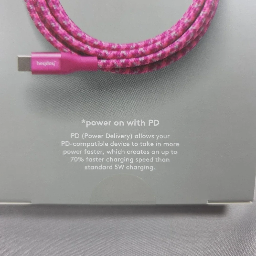 Heyday Pink 6 Ft Fast Charging Cable To USB-C IPhone IPad New Set Of 2
